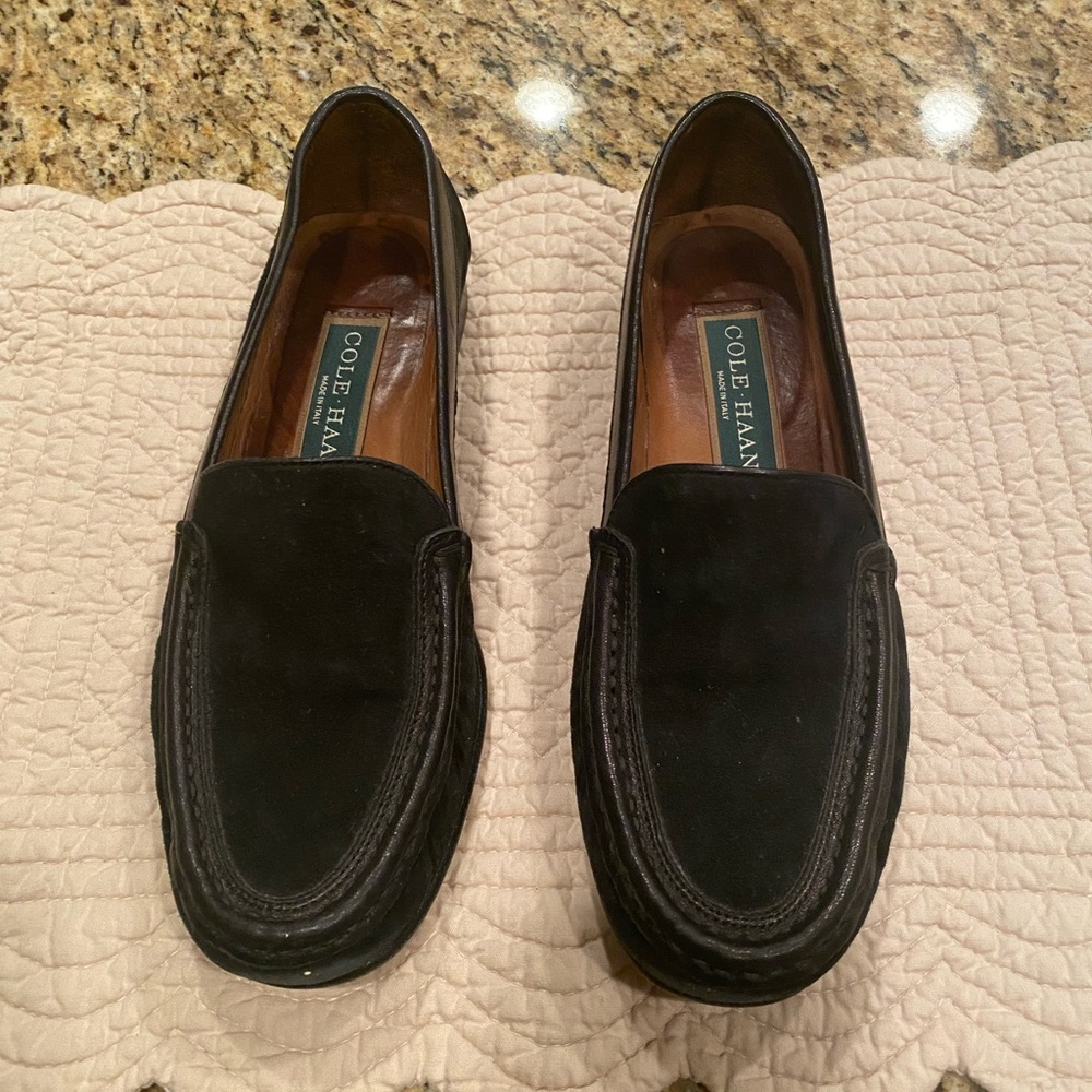 Womens  suede loafers black cole haan